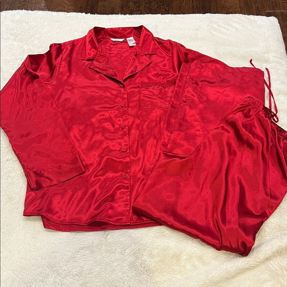 Adonna Pajama Pant Set Red Size Medium